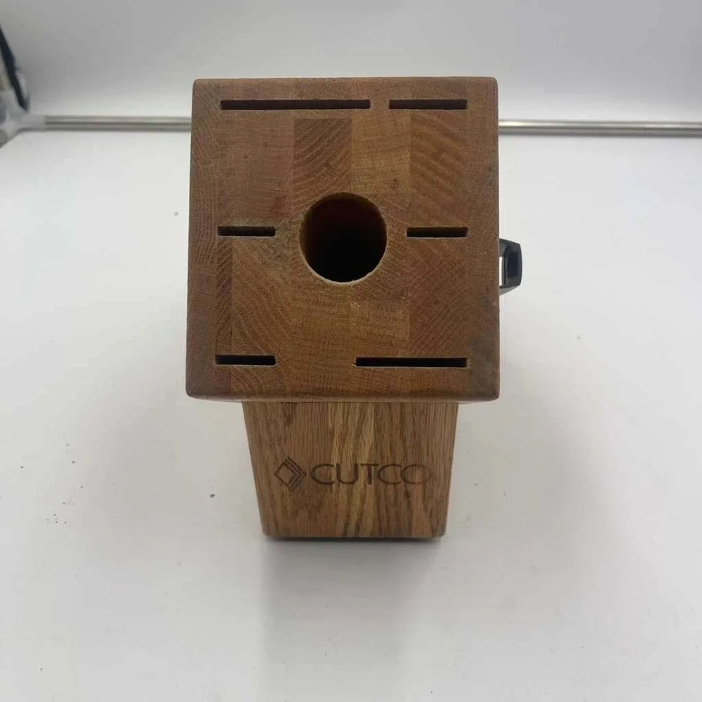 Cutco‎ Oak Wood Knife Block 6 Slot Storage with Built-in Sharpener Made in USA